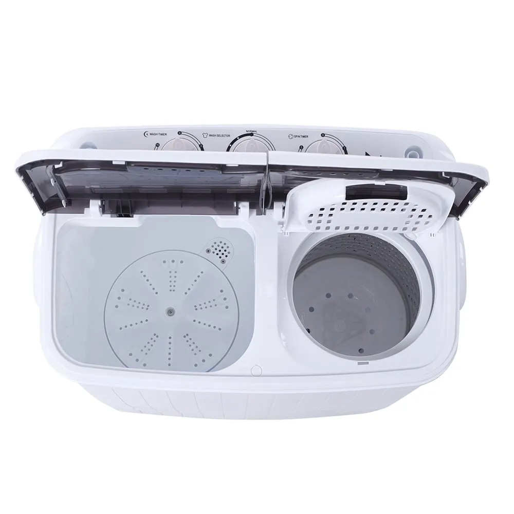 14.3LBS Semi-automatic Washing Machine, 110V 360W Compact Twin Tub Washer Spinning Dryer for Clothes, Laundry Washing Machine for Apartment Home Use, Low Noise, US Plug