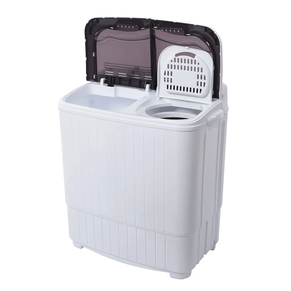 14.3LBS Semi-automatic Washing Machine, 110V 360W Compact Twin Tub Washer Spinning Dryer for Clothes, Laundry Washing Machine for Apartment Home Use, Low Noise, US Plug