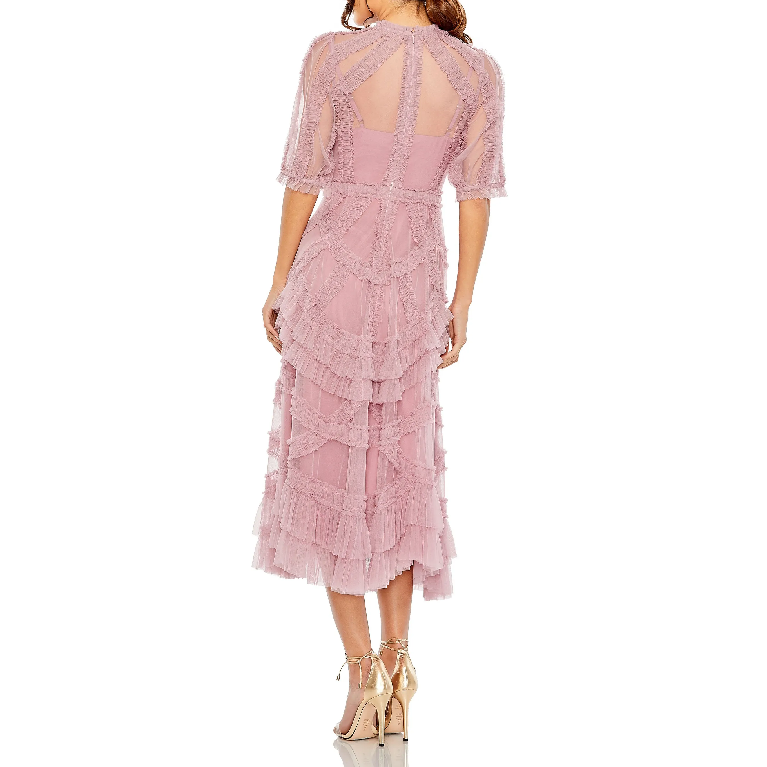 Antique Rose Ruffle Tiered Dress
