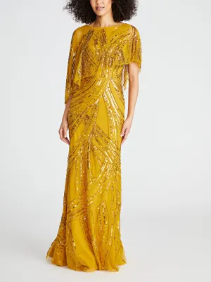 Ayla Beaded Shawl Gown