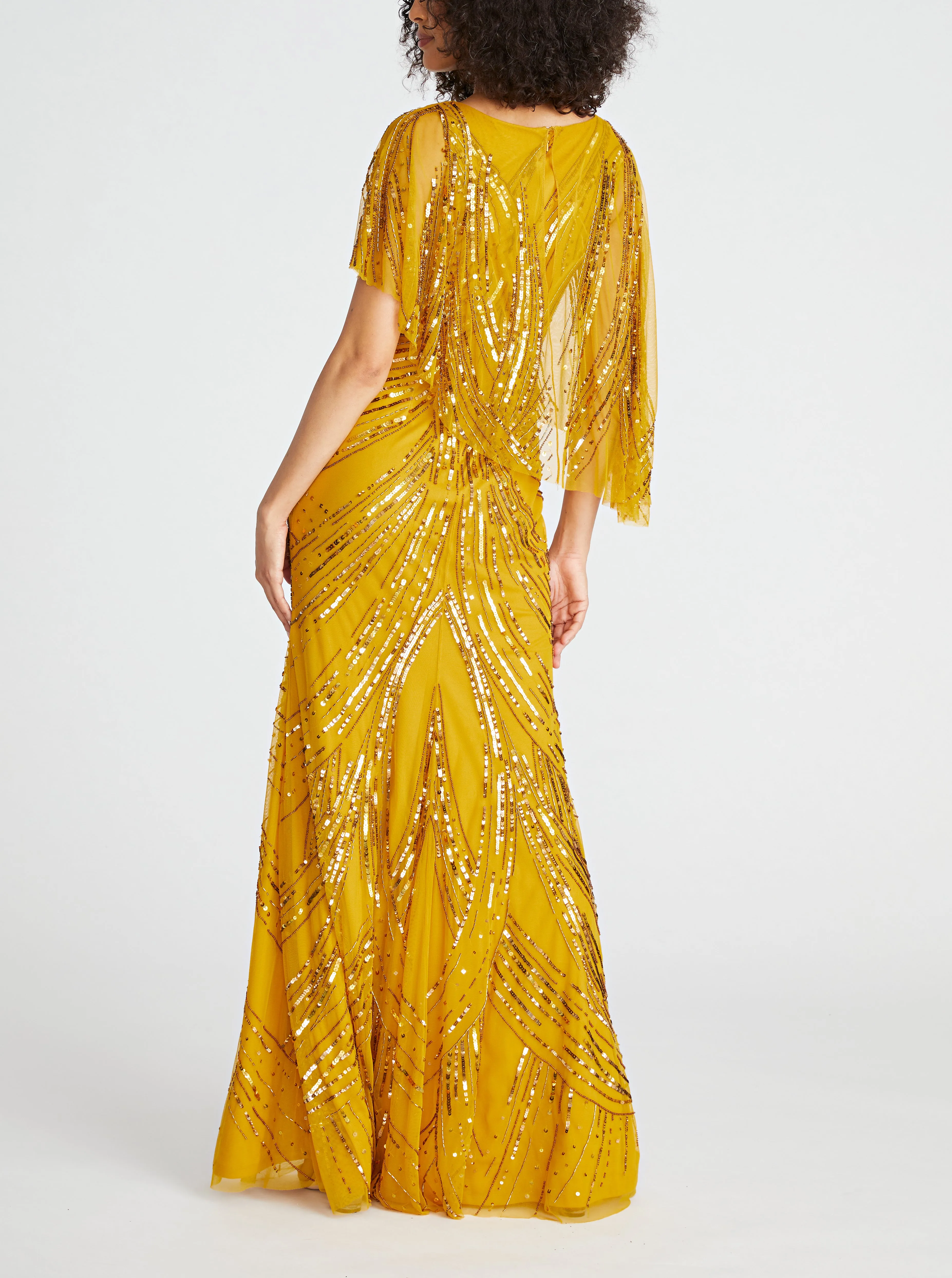 Ayla Beaded Shawl Gown