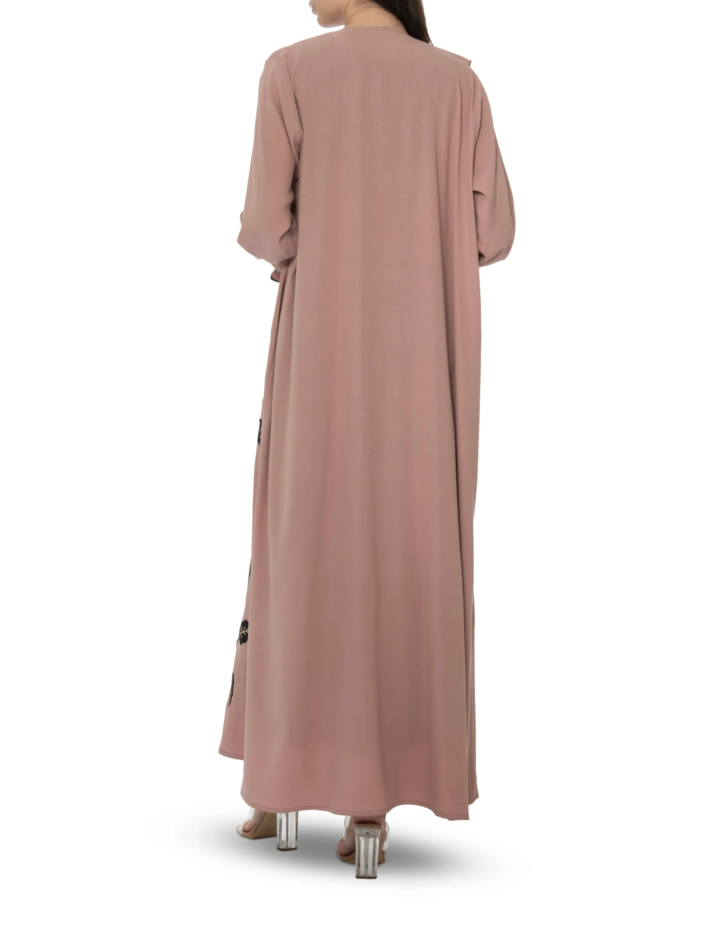 Caramel Frill Abaya With Elastic Hem