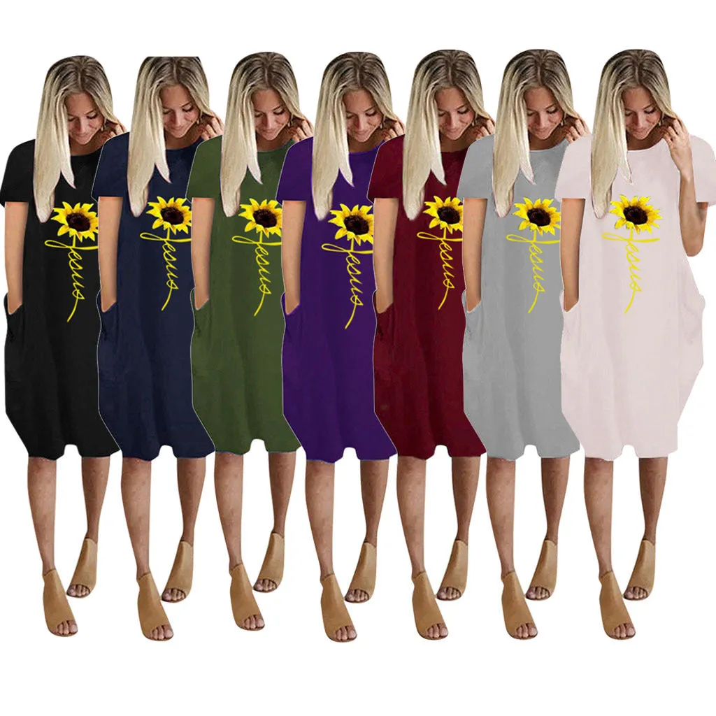 Casual Print Pocket Dress（AY1730）