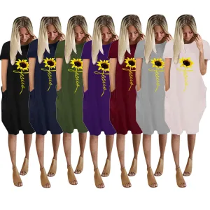 Casual Print Pocket Dress（AY1730）
