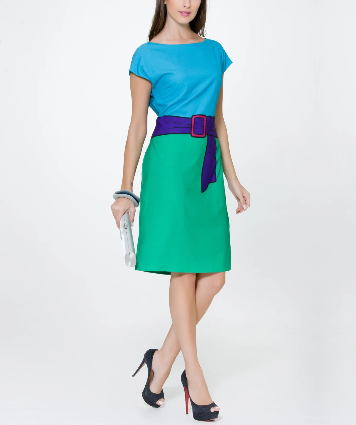 Color Block Blue Green Dress