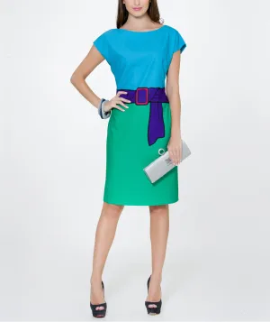 Color Block Blue Green Dress