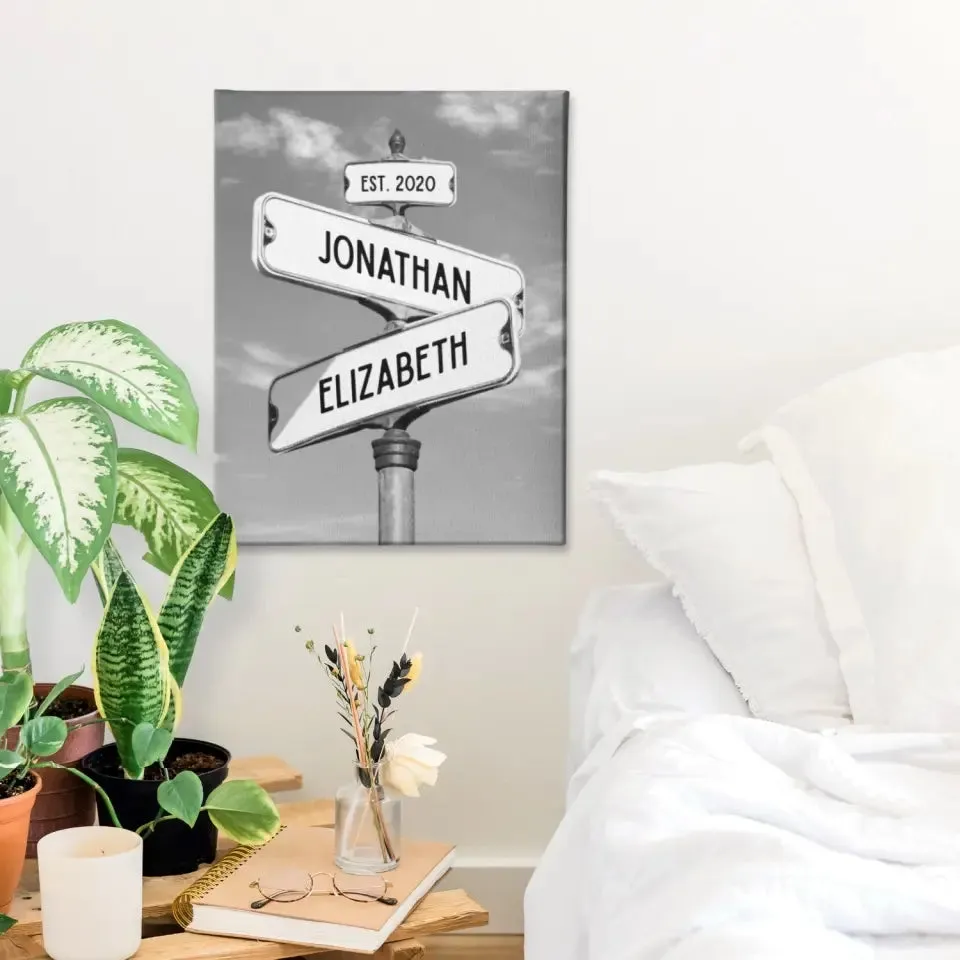Customized Street Sign Canvas For Couples