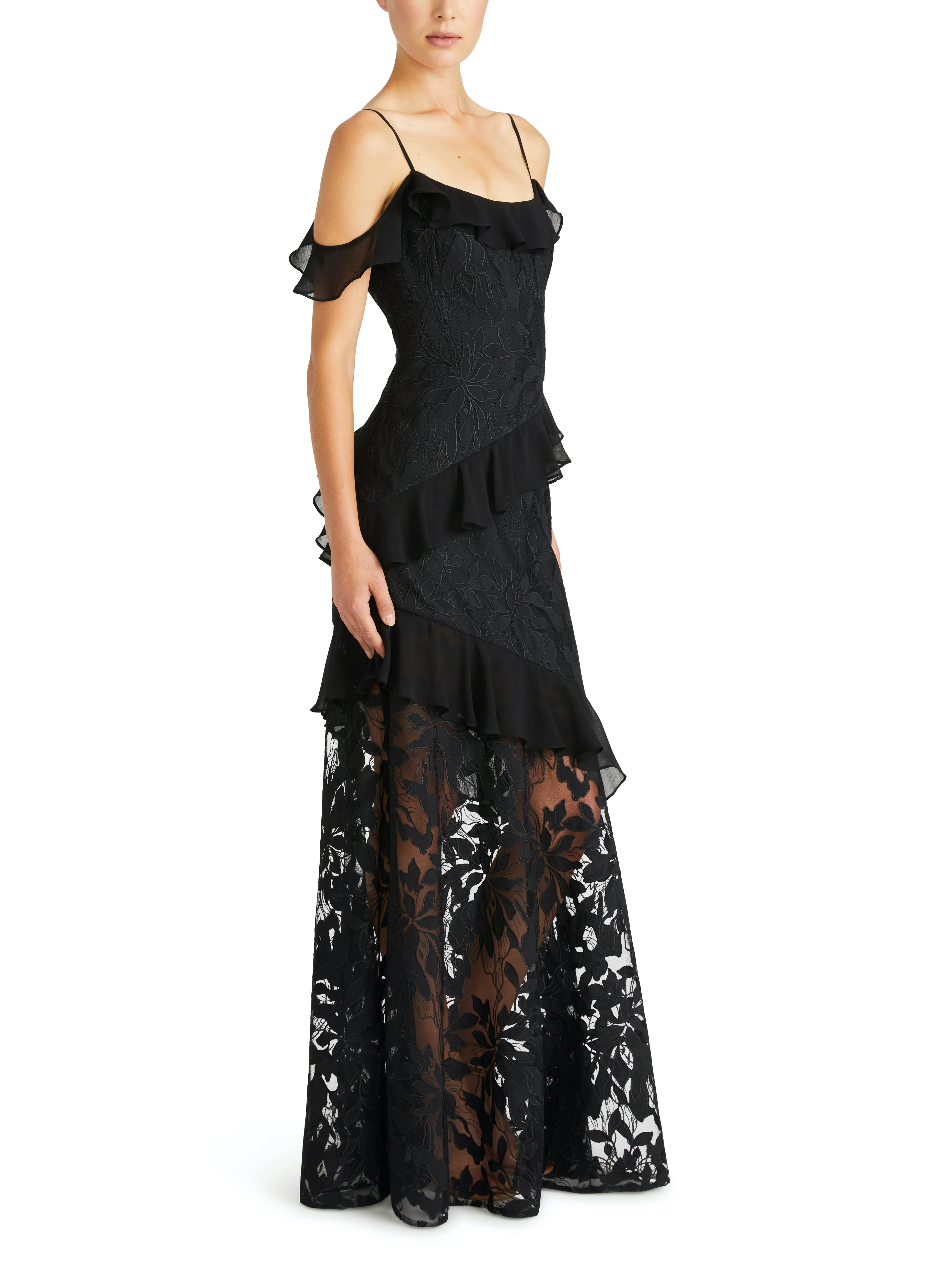 Embroidered Tulle Long Dress