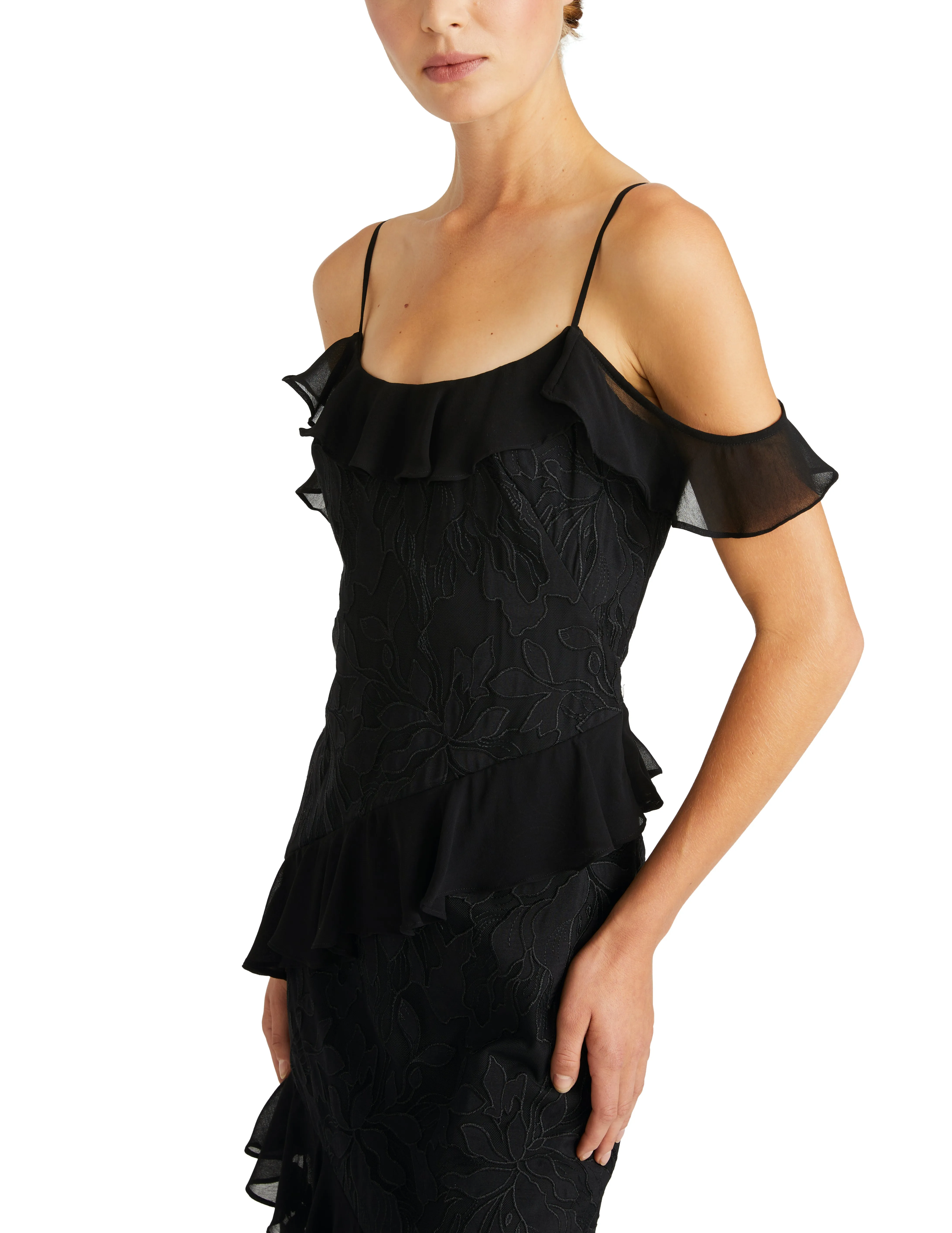 Embroidered Tulle Long Dress