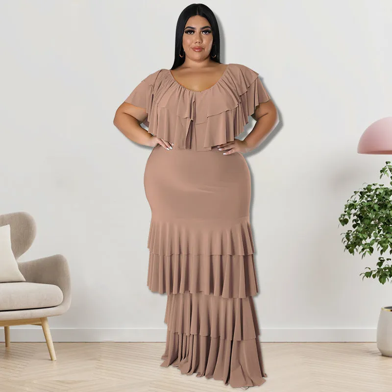 Fashion Round Neck Multi-Segment Panel Long Dress（AY2203）