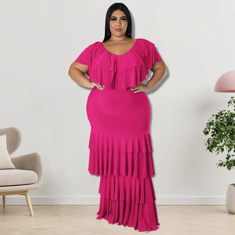 Fashion Round Neck Multi-Segment Panel Long Dress（AY2203）