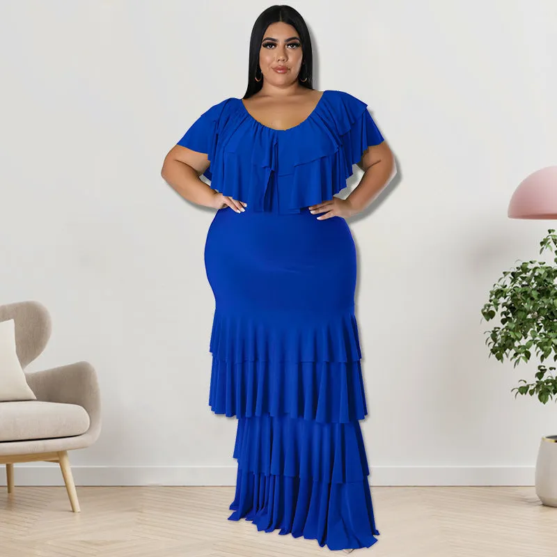 Fashion Round Neck Multi-Segment Panel Long Dress（AY2203）