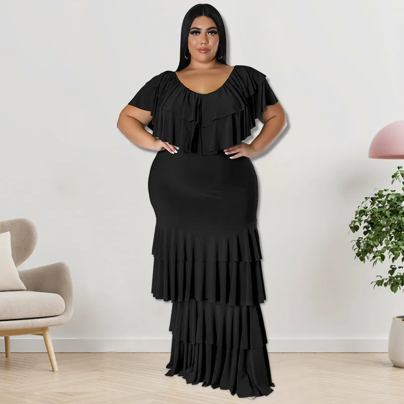 Fashion Round Neck Multi-Segment Panel Long Dress（AY2203）