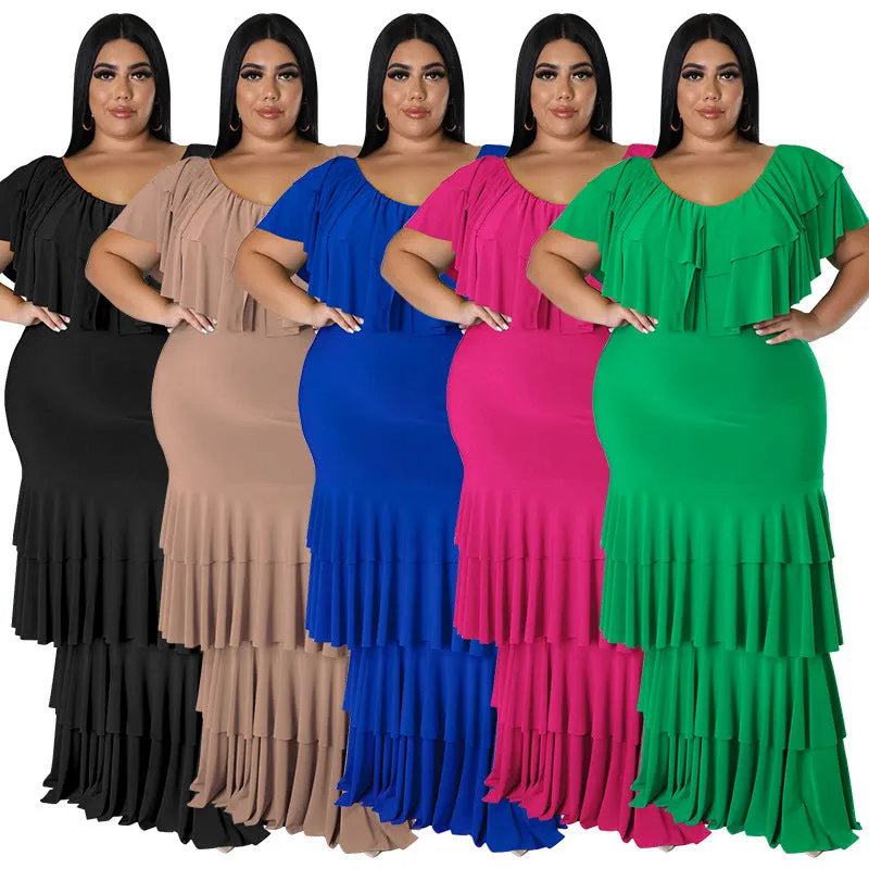 Fashion Round Neck Multi-Segment Panel Long Dress（AY2203）