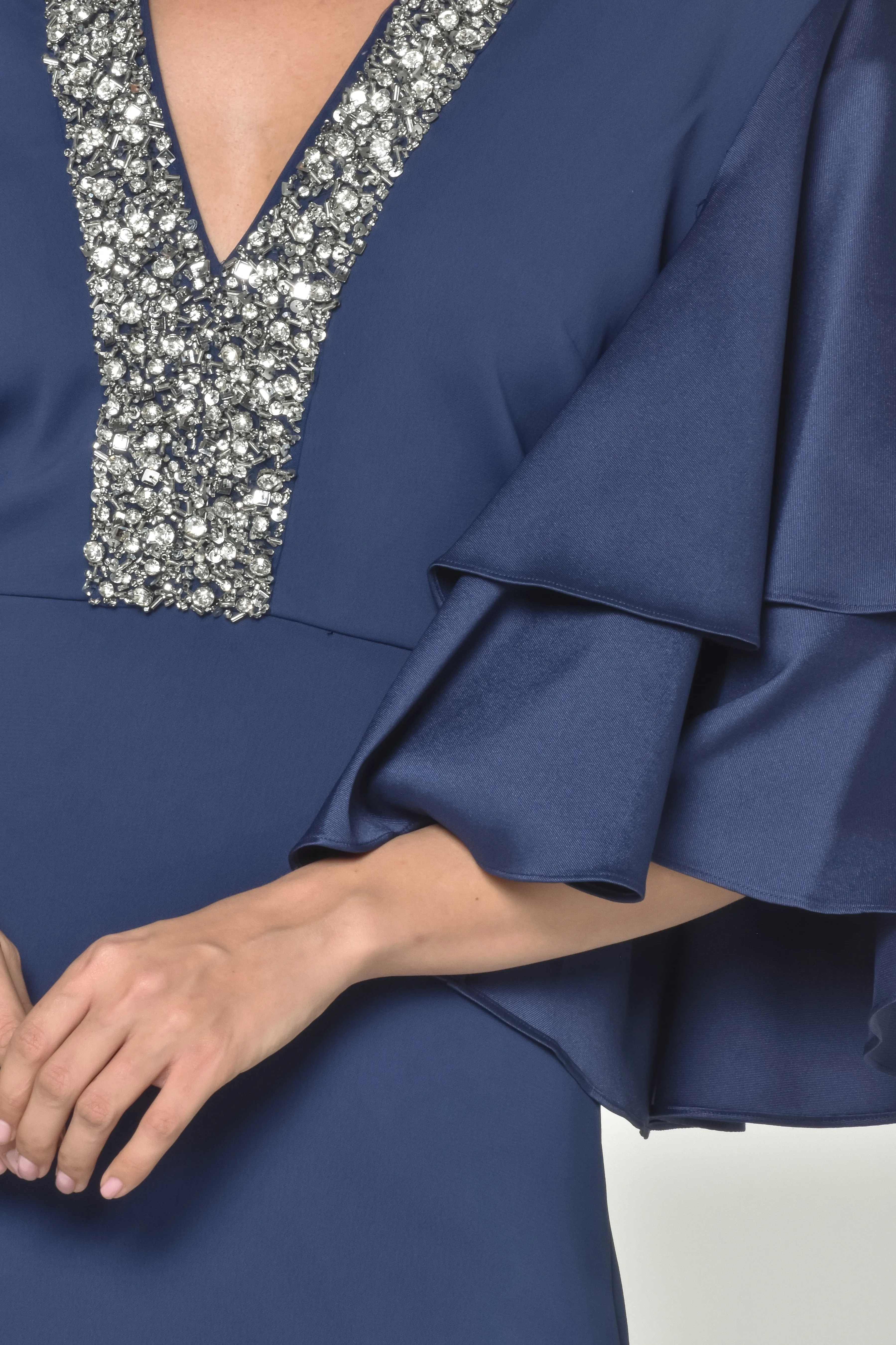 Fierce Teared Sleeve Gown with Plunging Neckline