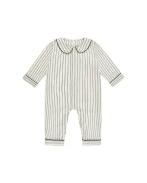 Forest Pinstripe Baby Pajama Romper