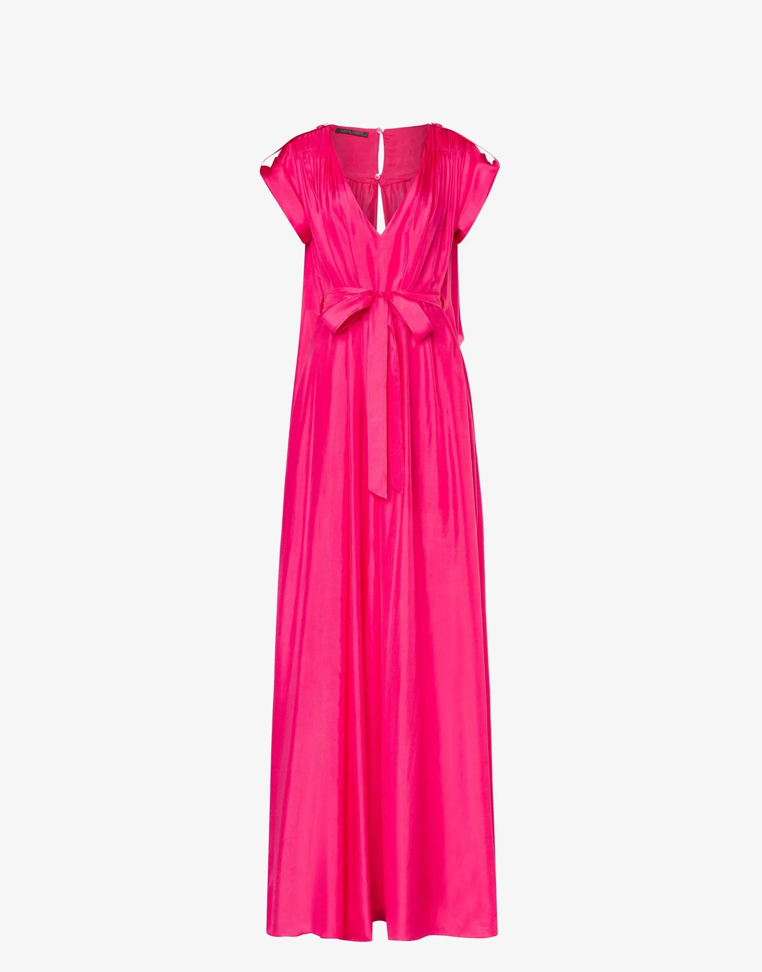Fuchsia Wide Silk Canvas Jumpsuit