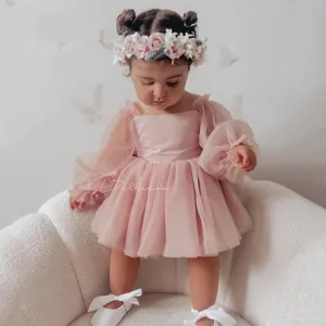 Handmade 0-24M Newborn Baby Girl Romper Princess Infant Toddler Long Sleeve Tulle Jumpsuit   Bow Headband Fall Spring Outfits, Reborn Romper Set