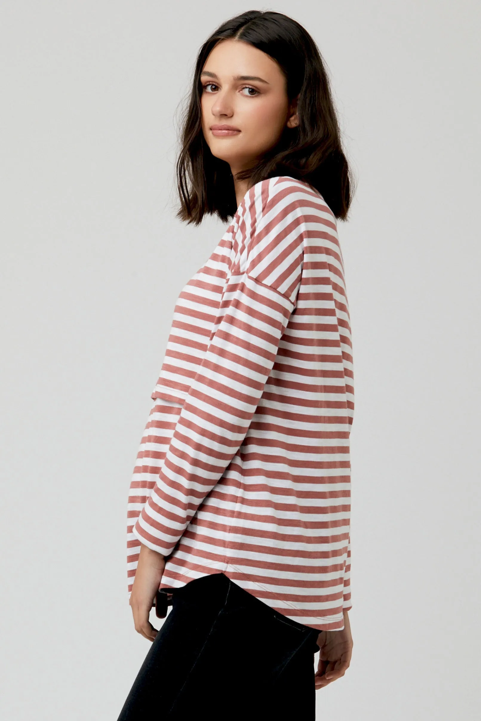 Lionel Long Sleeve Maternity Nursing Top Clay Ripe