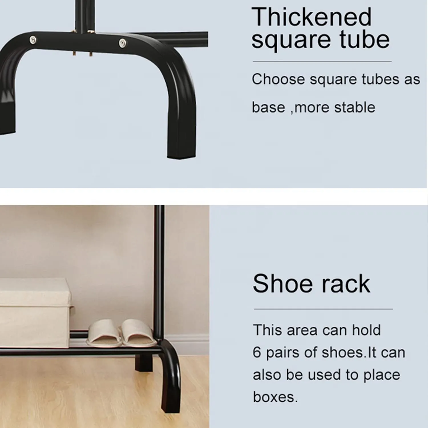 Metal 7 Hook Garment Rack Clothes Coat Stand 105cm-Black