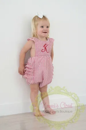 Red Seersucker Ruffle Bubble
